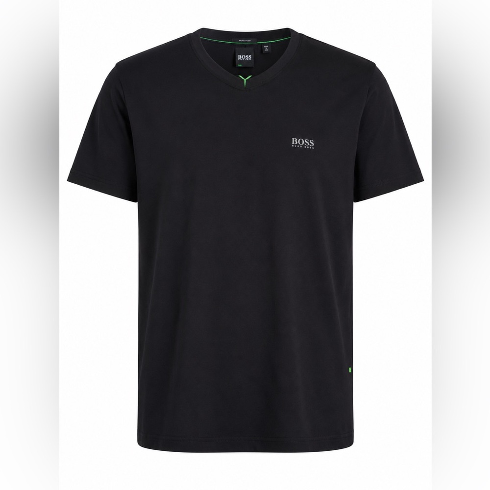 Boss Black V-Neck Short Sleeve Tee with Subtle Logo